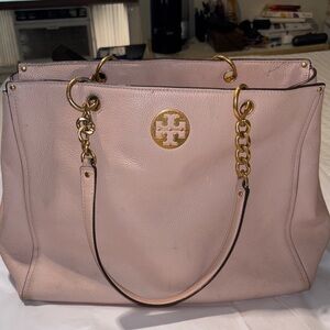 Tory Burch Pink Tote with Gold Accents